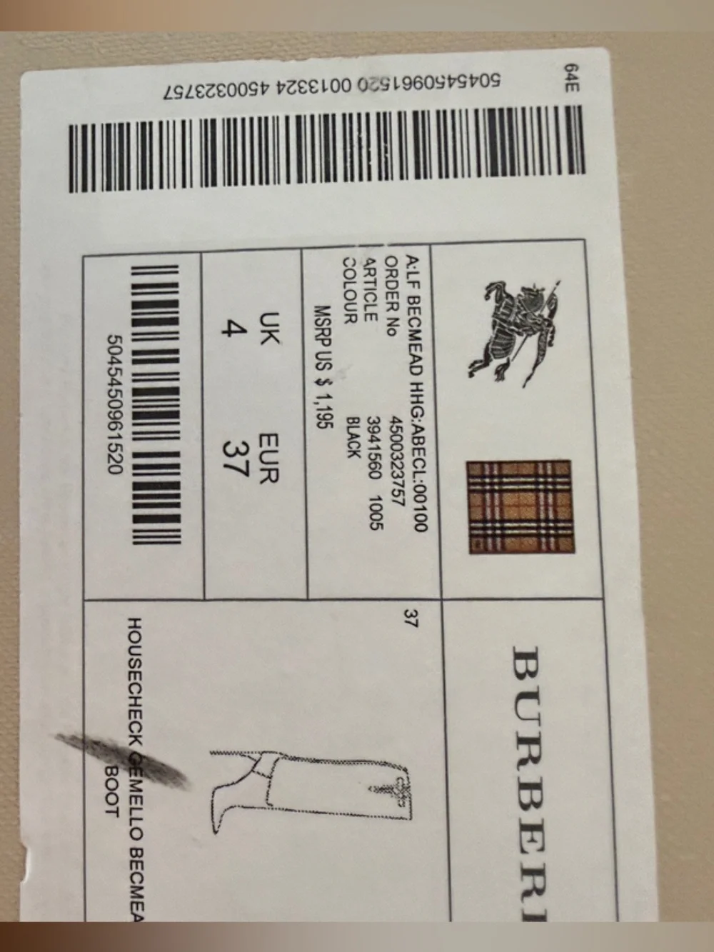 Burberry Black Leather Knee-High Stiletto Boots with Signature Check Texture - Picture 2 of 16